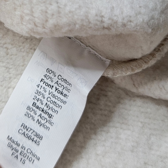 ✨️CL J Crew Cream Beige Fleece Lined Lace Detail Collar Sweater Top Size XS - Picture 10 of 10